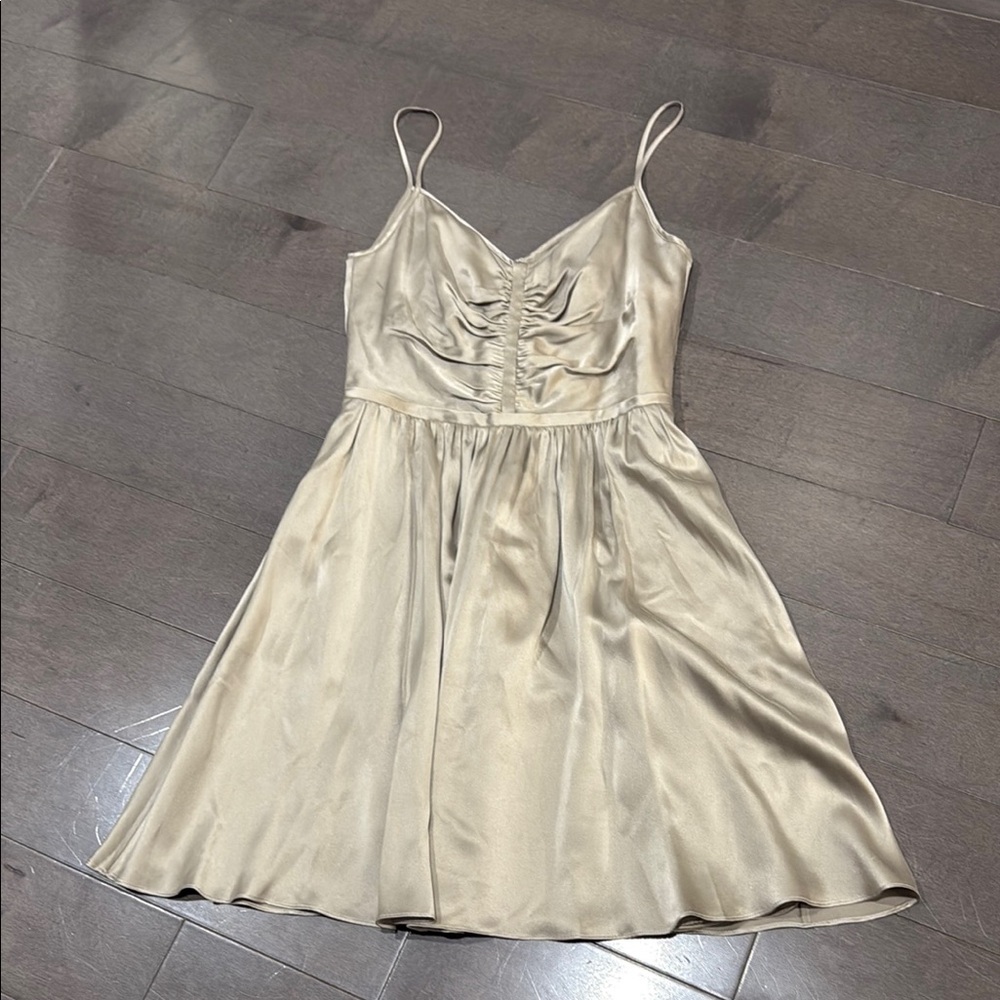 Elegant beige sz 6 silky Strapy Dress worn once and dry cleaned.